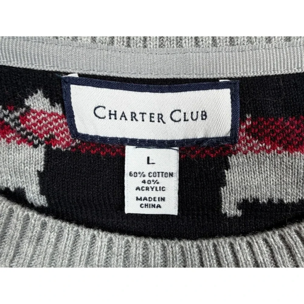 Charter Club Womens Large Sweater Gray Scottie Dog Scottish Terrier Christmas - Picture 3 of 9
